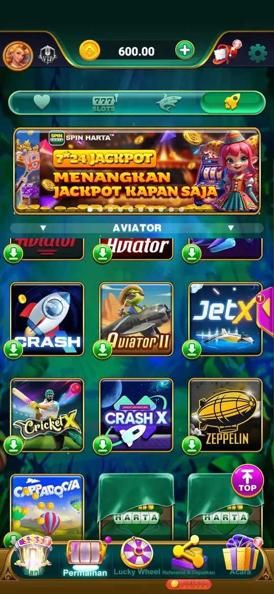 Tampilan permainan Spin Harta