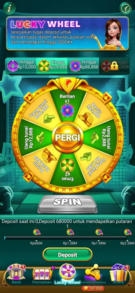 Menu deposit Spin Harta